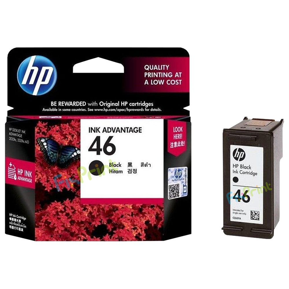 Cartridge Original HP 46 Black CZ637AA, Tinta Printer HP Deskjet 2020hc 2520hc 2029 2529 4729 All-in-One