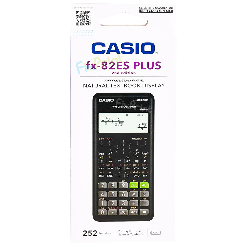 Kalkulator Casio fx-82ES PLUS-2 Black, Calculator Scientific Kalkulator Ilmiah Standar FX-82ES PLUS-2 Black Original