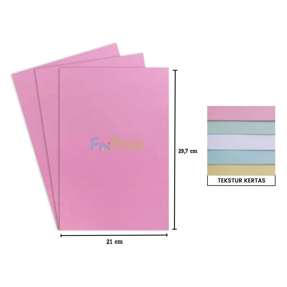 Kertas Brief Card A4 160gr isi 100Lmbr Merah Muda, Kertas Manila BC (Brief Card) A4 210mm x 297mm For Inkjet Laserjet isi 100Lmbr Paper Brief Pink