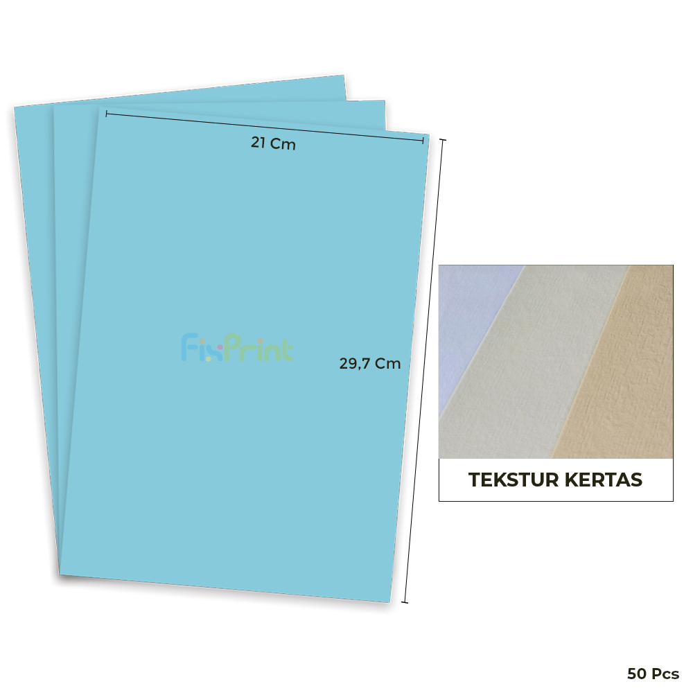 Kertas Concorde A4 90gr isi 50 Lembar Biru, Kertas Label 210mm x 297mm For Inkjet Laserjet isi 50 Lembar, Paper Concorde Blue