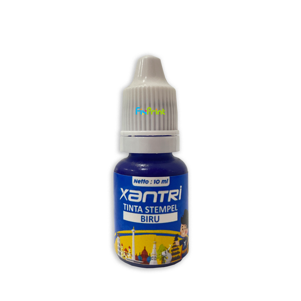 Tinta Stempel Xantri Biru 10ml (Non Waterproof), Refill Stamp Blue 10ml