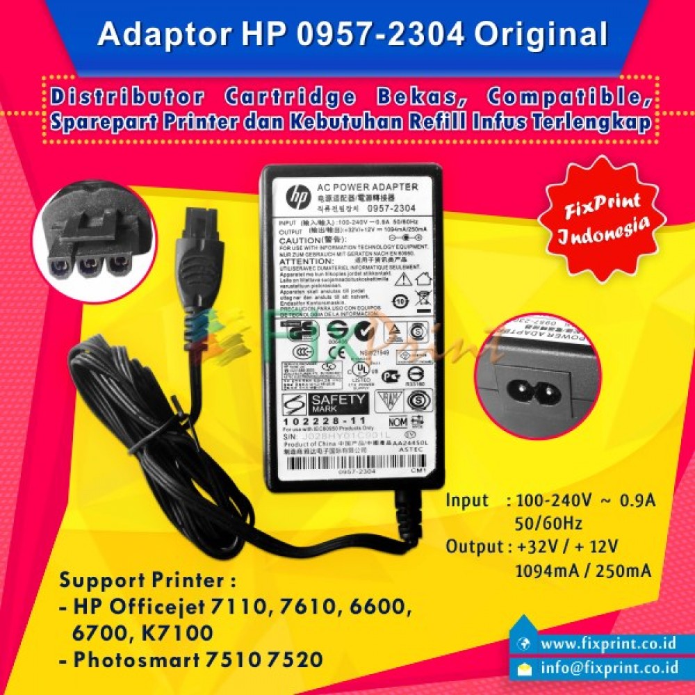 Adaptor Original HP Officejet 7110 7610 K7100 6600 6700 - HP Photosmart 7510 7520, Power Supply HP Officejet 7110 7610 32 Volt , Part Number (0957-2304)